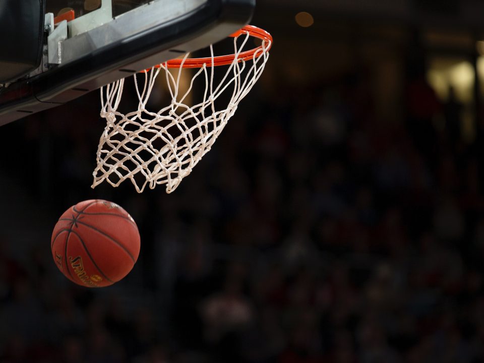 ball under basketball ring