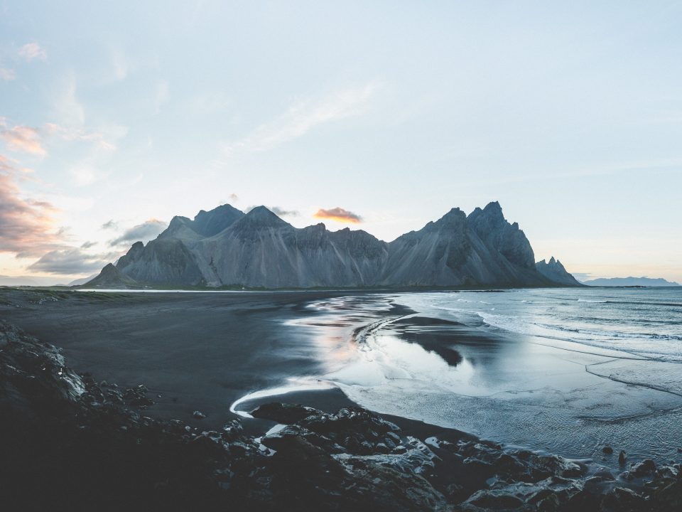 mountain terrain near body of water