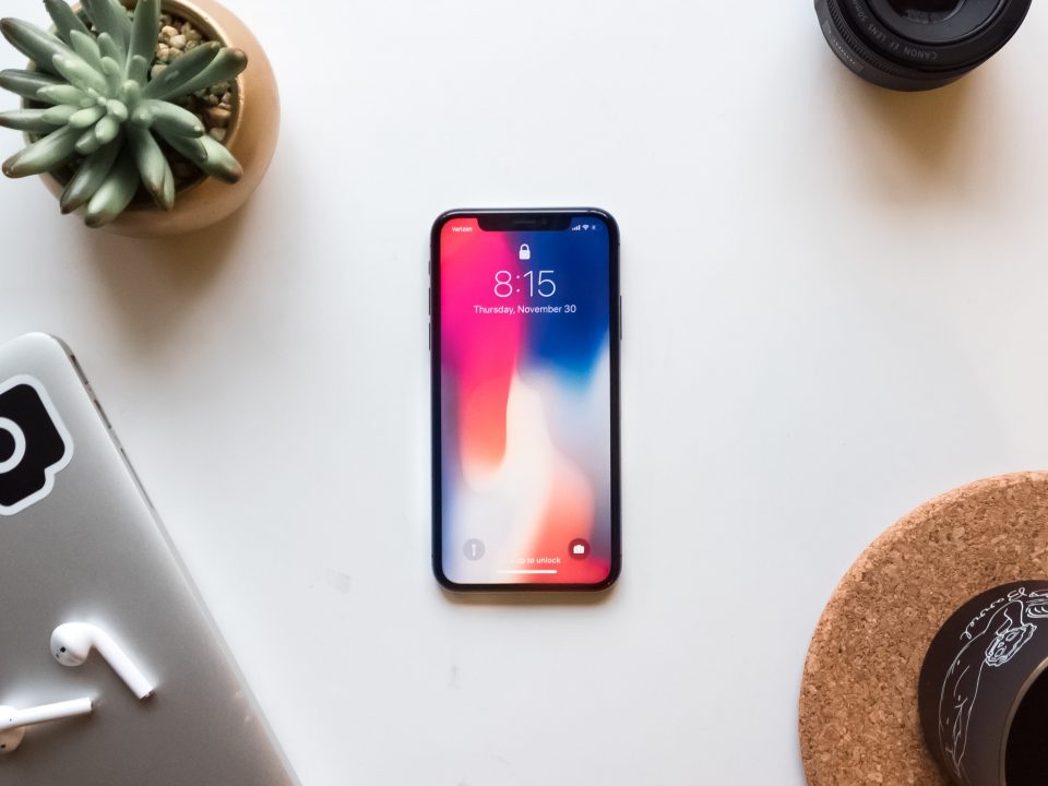 space gray iPhone X near green succulent