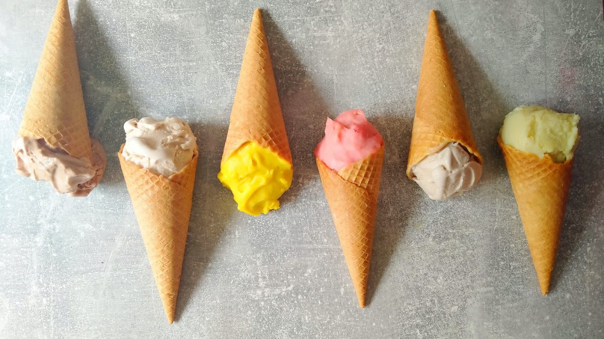 three cone ice cream cone