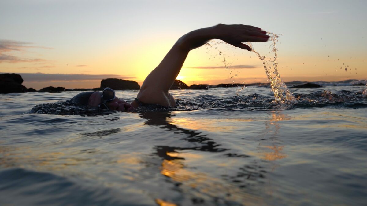 person swimming on body of water