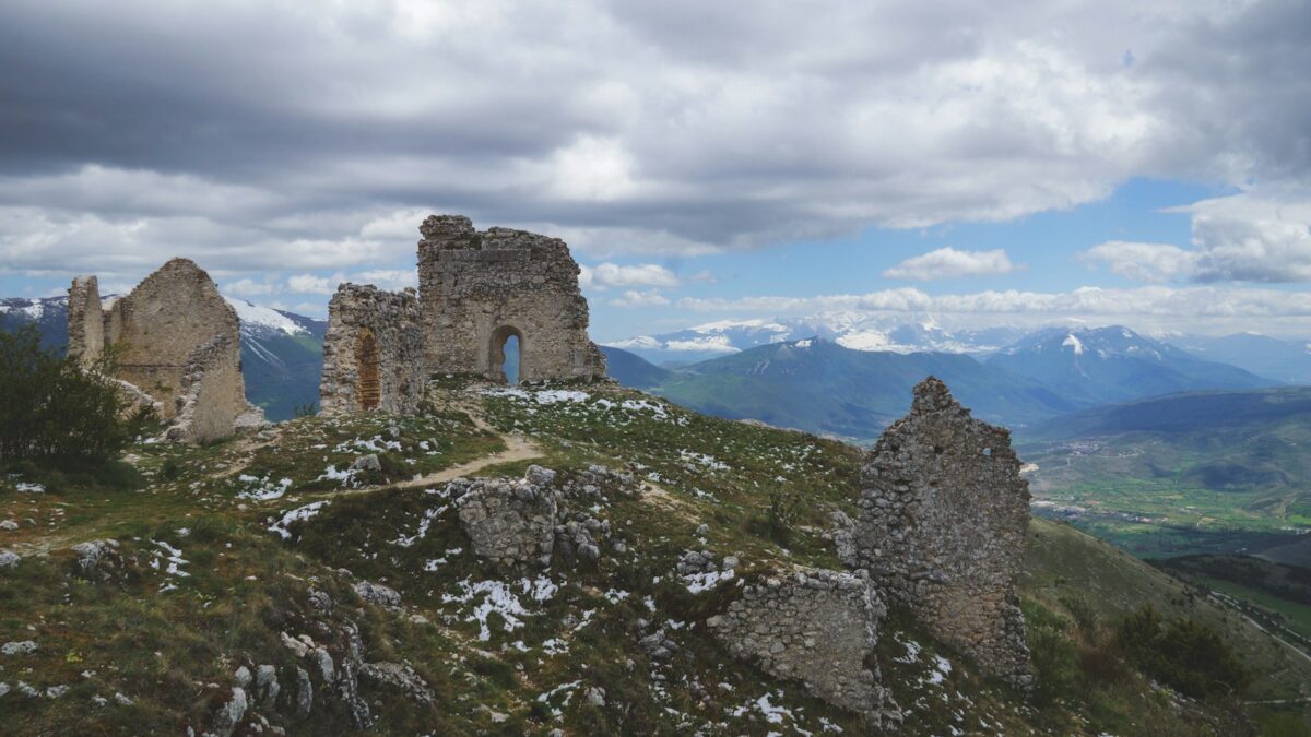 stone ruins under cloudy sky