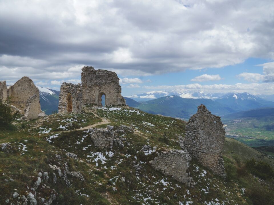 stone ruins under cloudy sky