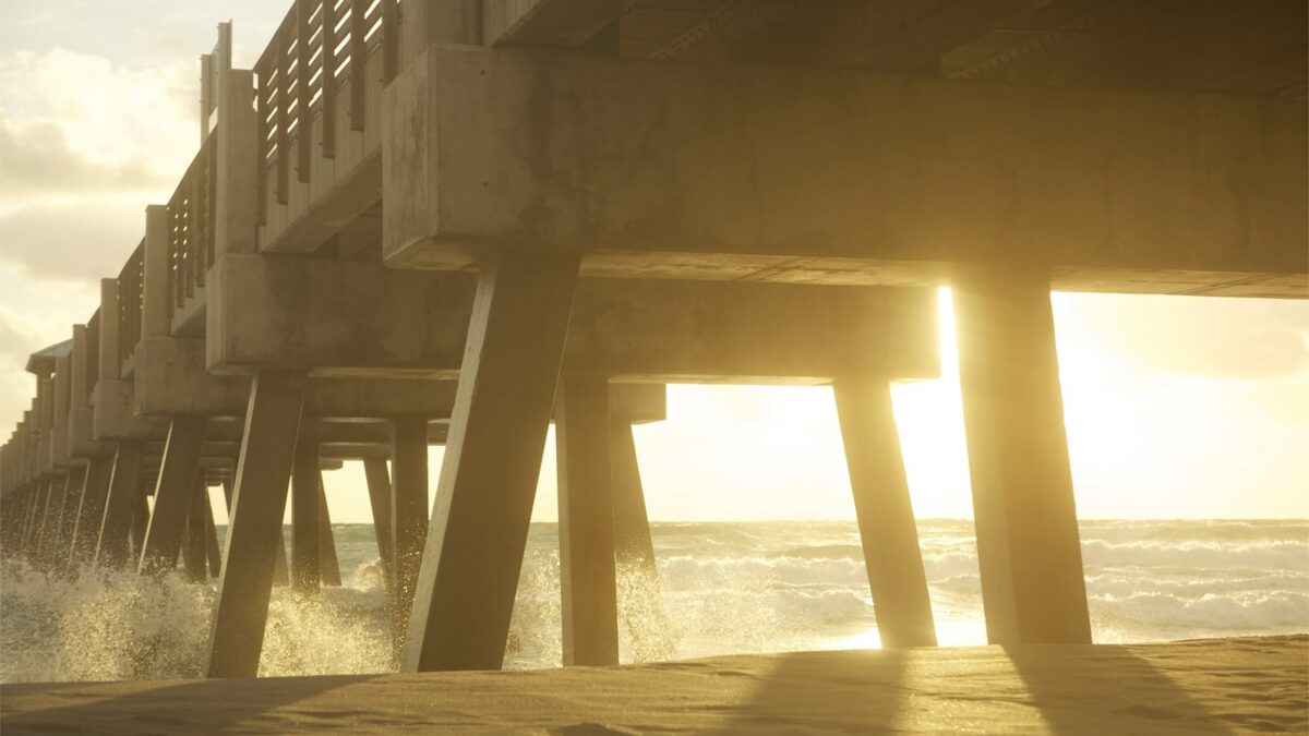 skyline photography of concrete bridge