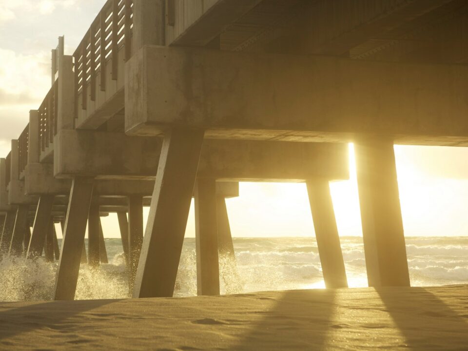 skyline photography of concrete bridge