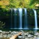 long-exposure photo of lake with waterfall at daytime