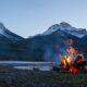 bonfire near mountain